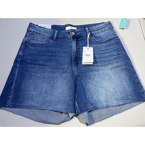 Vervet Pants - Vervet Blue Womens  Size 18W Cortney Stretch Mom Shorts